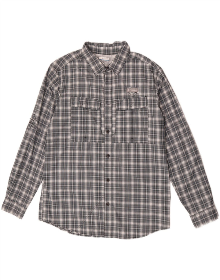 Columbia Camisa masculina grande cinza xadrez nylon