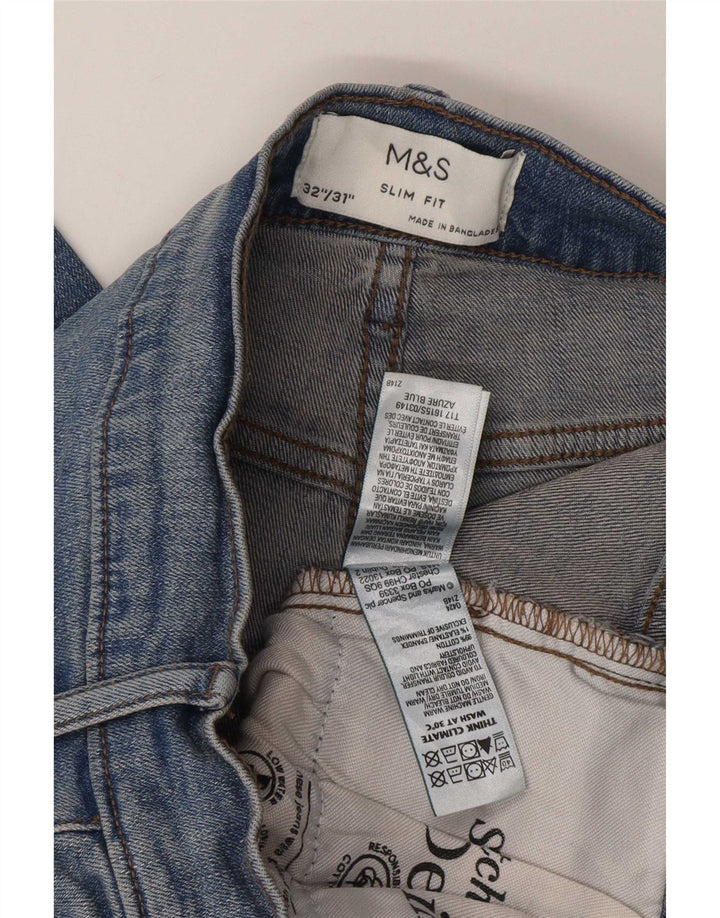 Marks & Spencer Mens Slim Jeans W32 L31 Azul Algodão