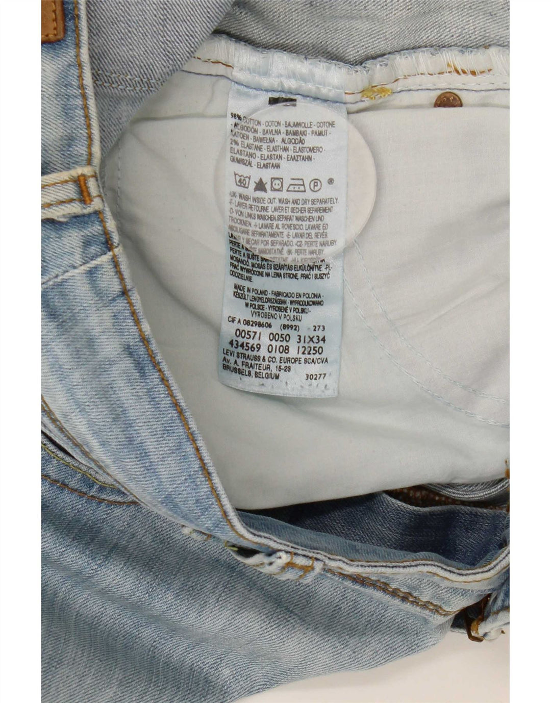 Calça jeans feminina Levi's 571 Slim W31 L34 azul algodão