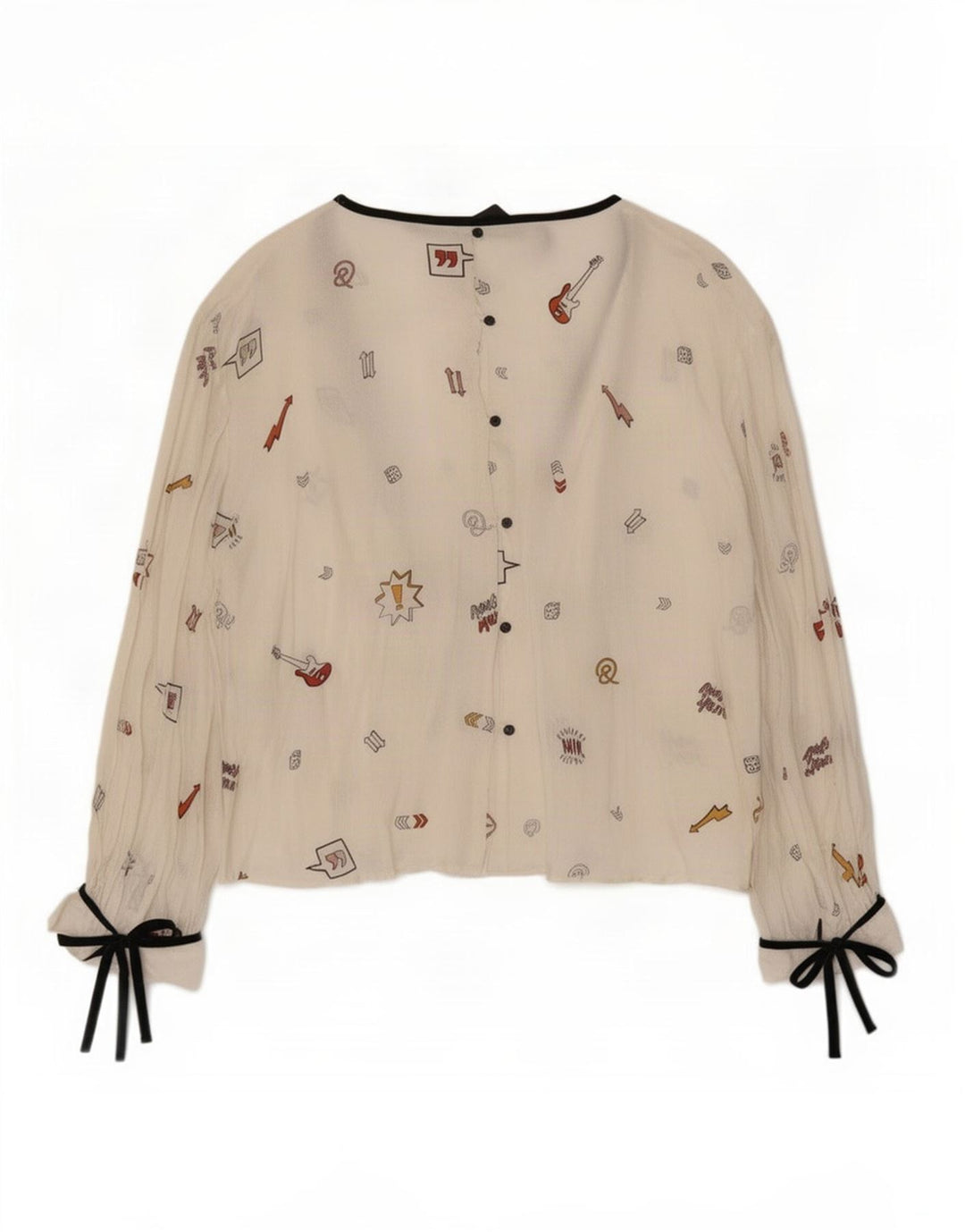 Blusa feminina Zara Trafaluc com padrão abstrato Reino Unido 12 médio branco