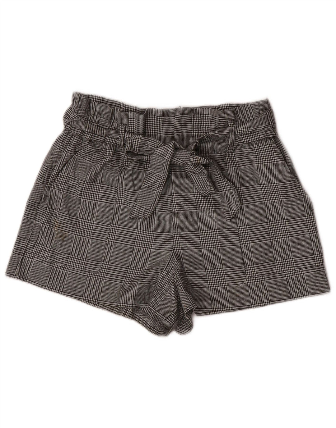 Zara Shorts Chino Feminino Cintura Alta Grande W30 Cinza Houndstooth Poliéster