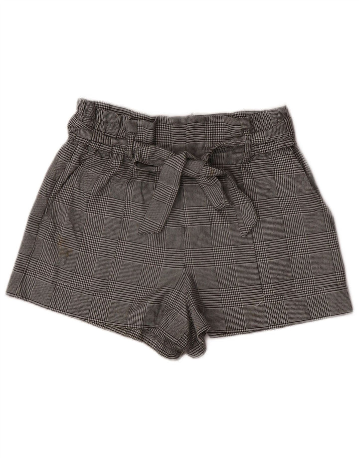 Zara Shorts Chino Feminino Cintura Alta Grande W30 Cinza Houndstooth Poliéster