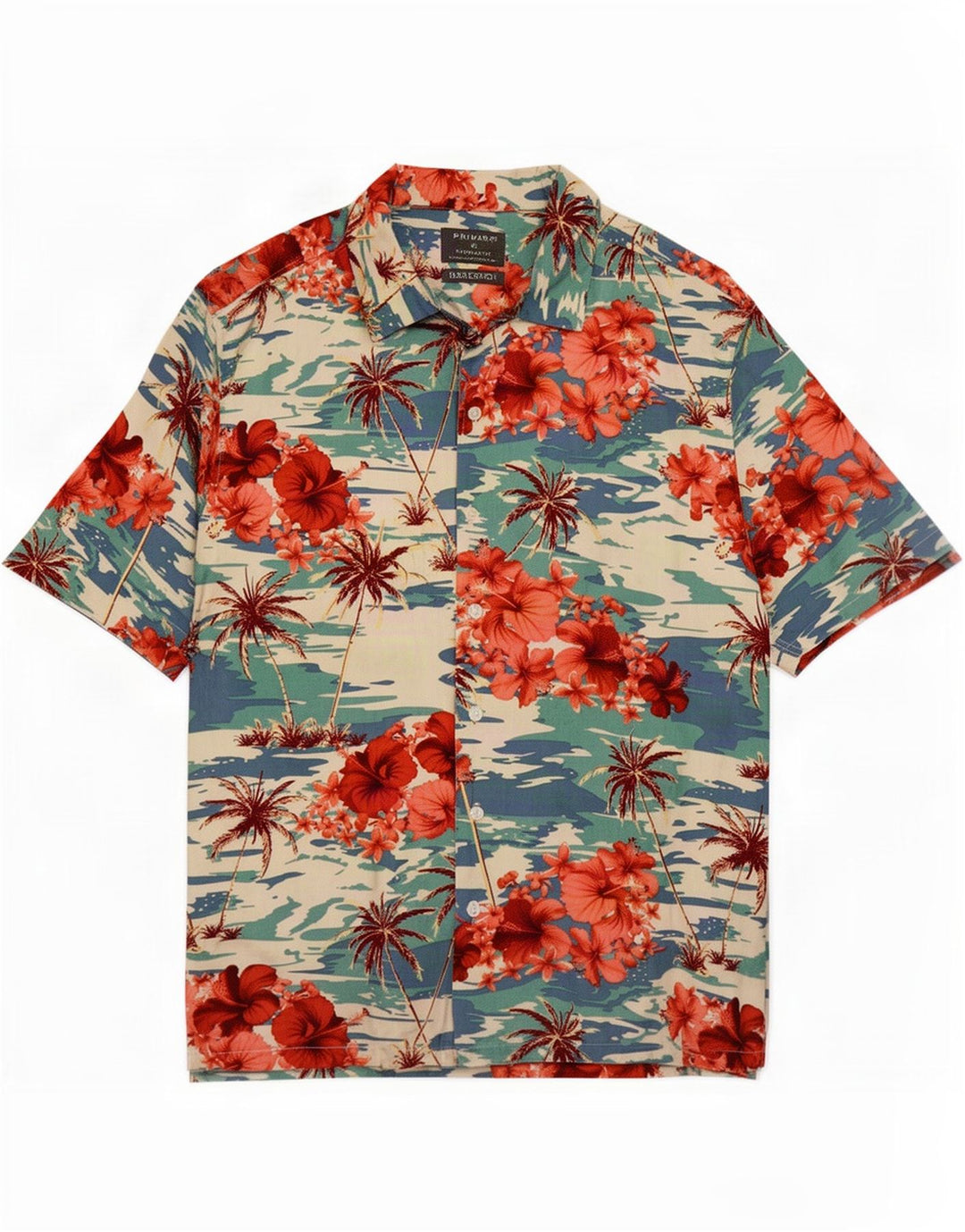 Camisa masculina Primark de manga curta XL multicolorida floral havaiana