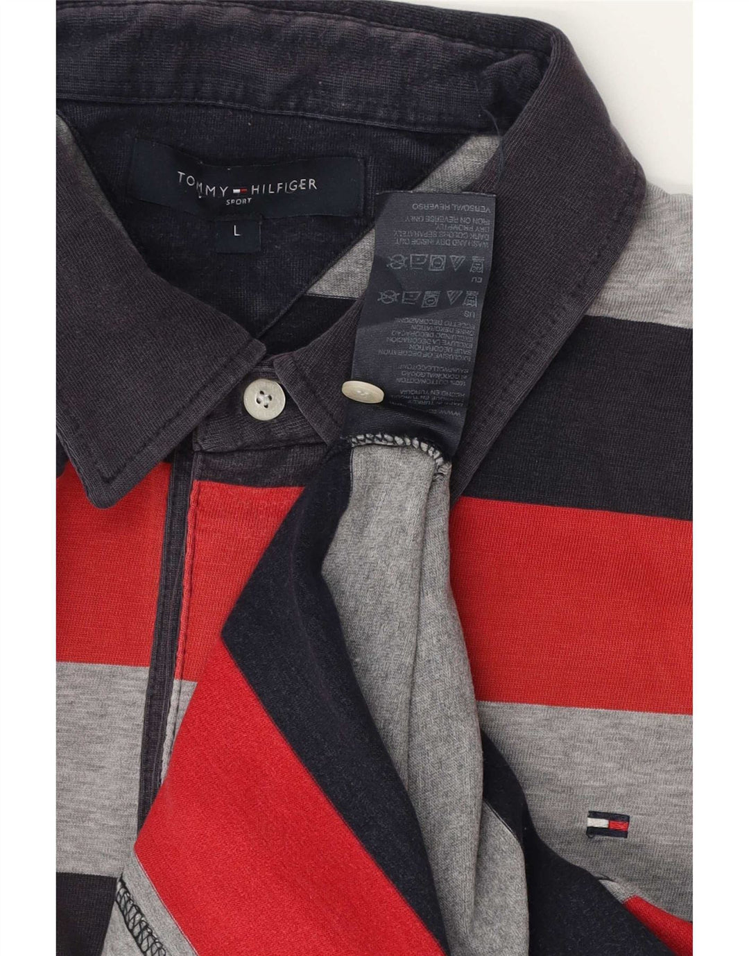Camisa polo masculina Tommy Hilfiger grande algodão listrado multicolorido