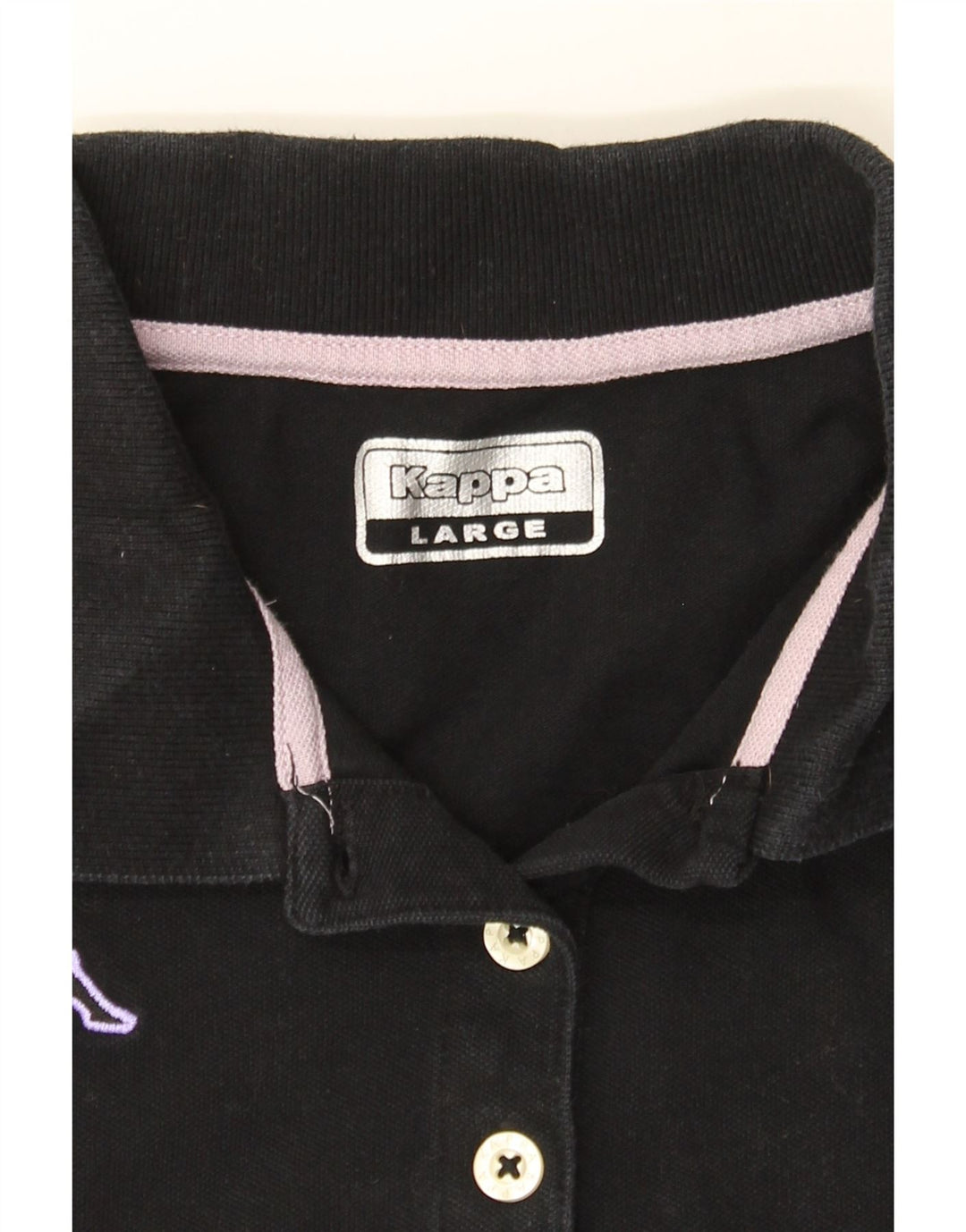 KAPPA Girls Polo Shirt 13-14 Years Large Black Vintage Kappa and Second-Hand Kappa from Messina Hembry 