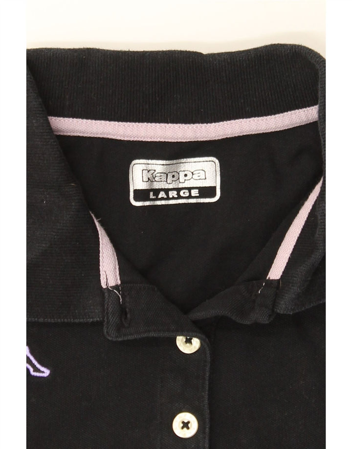 KAPPA Girls Polo Shirt 13-14 Years Large Black Vintage Kappa and Second-Hand Kappa from Messina Hembry 