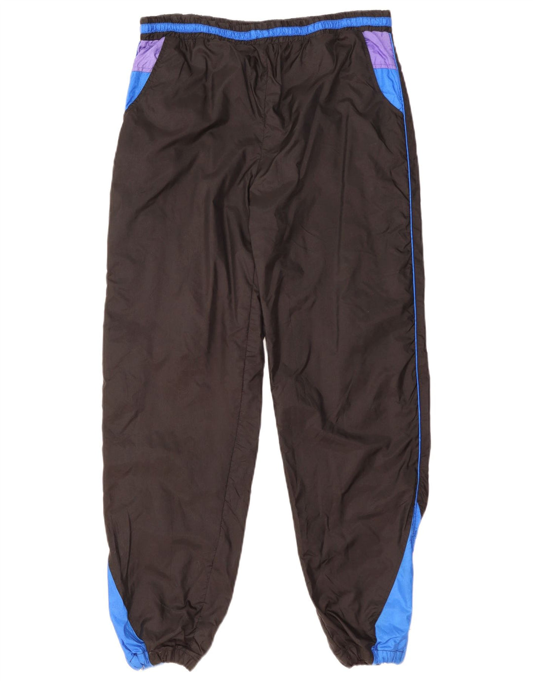 Calça de treino masculina vintage joggers médio preto colorblock nylon