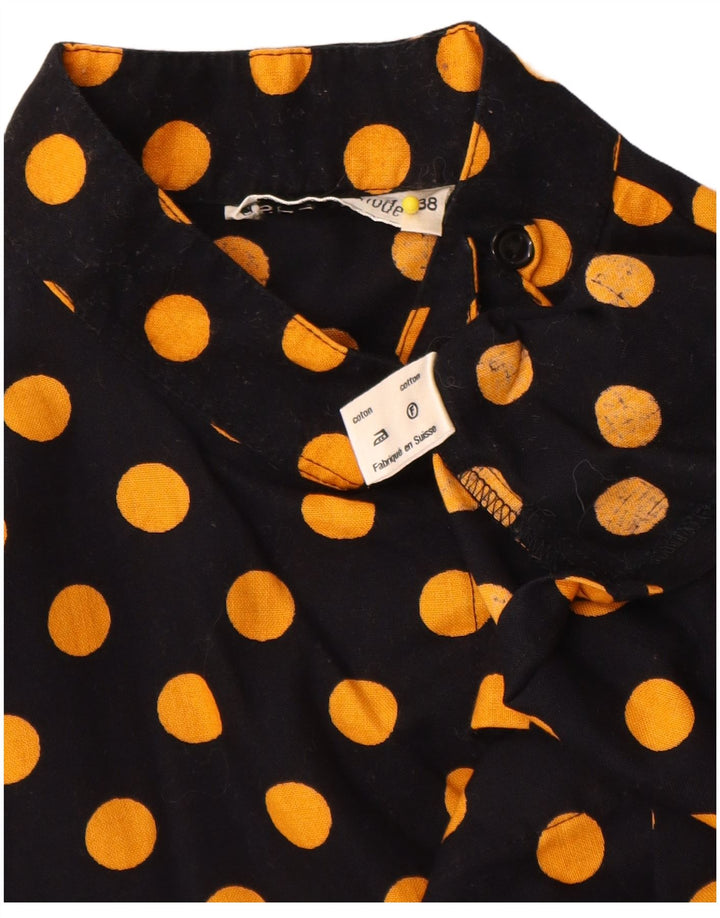 Camisa feminina vintage blusa UE 38 médio preto bolinhas algodão