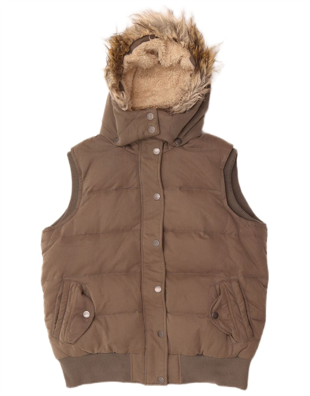 Gilet acolchoado com capuz UK 14 grande poliéster cinza para mulheres gordas