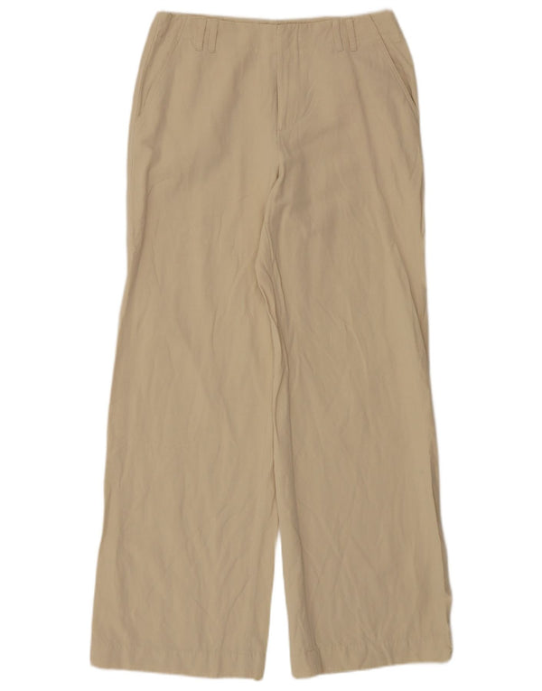 Zara Calça Chino Feminina de Perna Larga Médio W28 L31 Bege Viscose
