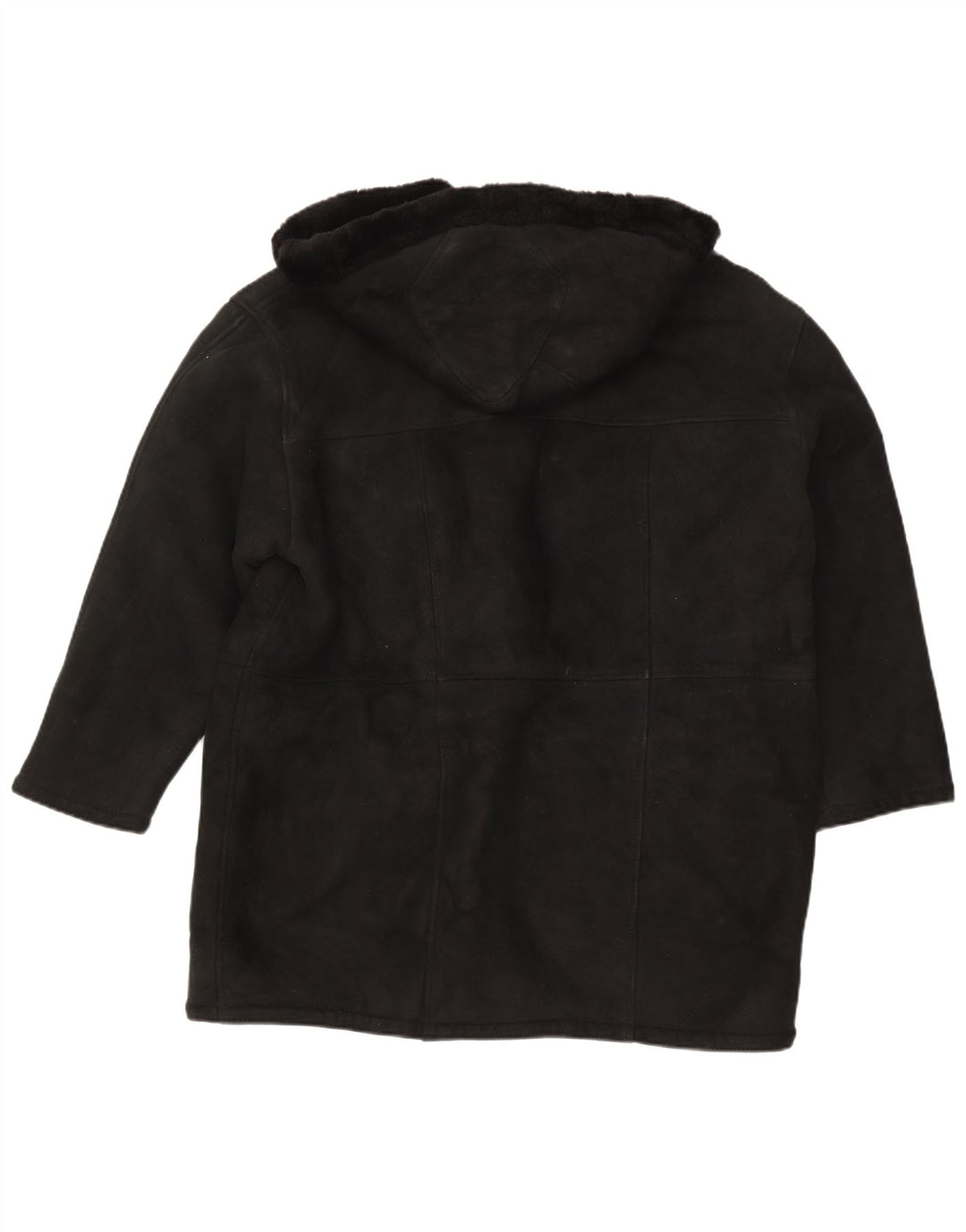 Casaco feminino vintage com capuz e shearling grande Reino Unido 16 grande preto