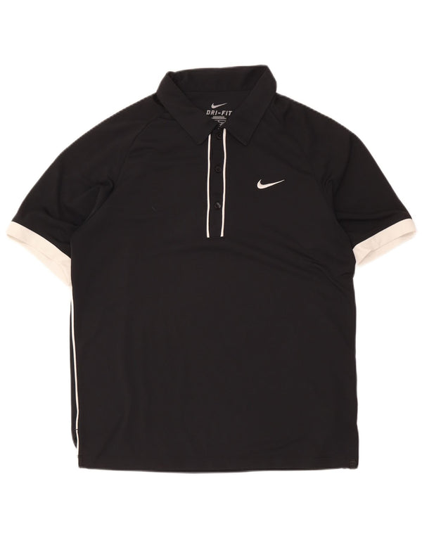 Camisa polo masculina Nike Dri Fit UK 38/40 médio preto colorblock poliéster