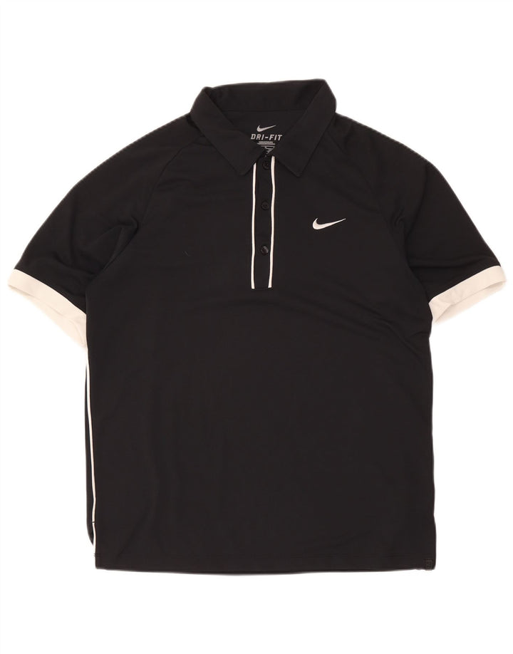Camisa polo masculina Nike Dri Fit UK 38/40 médio preto colorblock poliéster