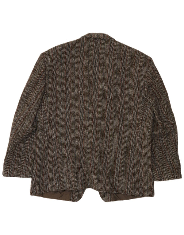 Jaqueta blazer masculina de 2 botões Harris Tweed Reino Unido 40 grande espinha de peixe marrom