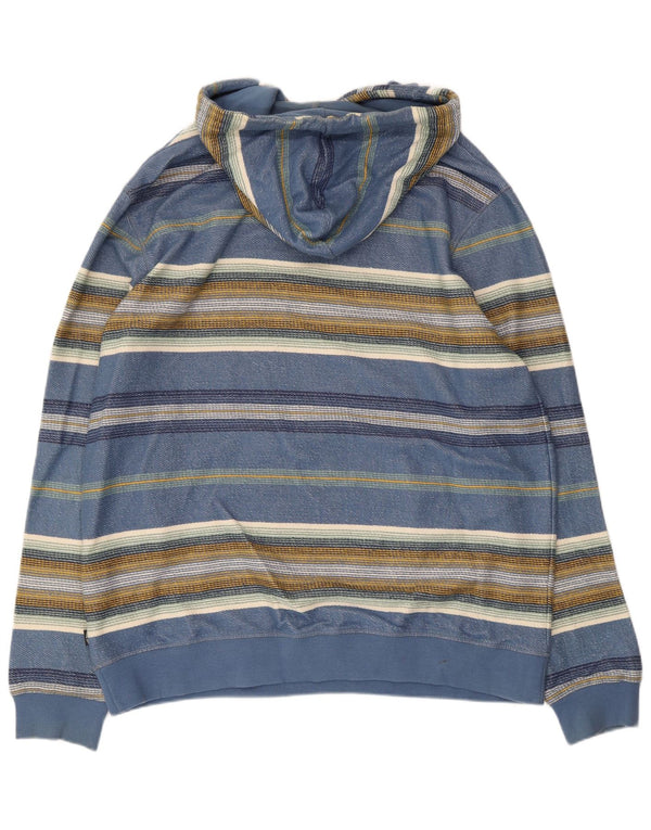 Fat Face Mens Hoodie Jumper XL Algodão Listrado Azul