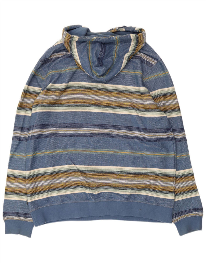 Fat Face Mens Hoodie Jumper XL Algodão Listrado Azul