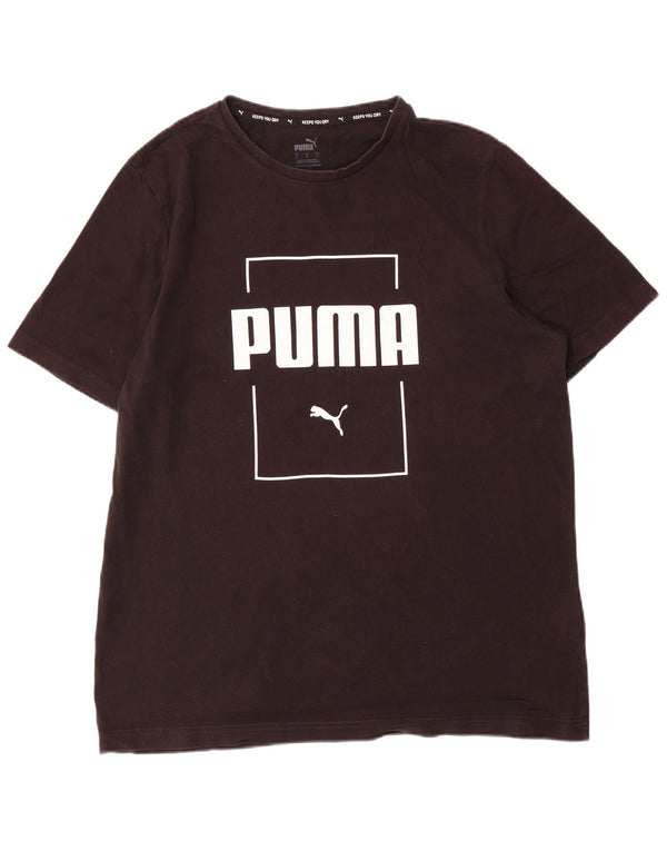 Puma Mens Graphic T-Shirt Top Grande Algodão Preto