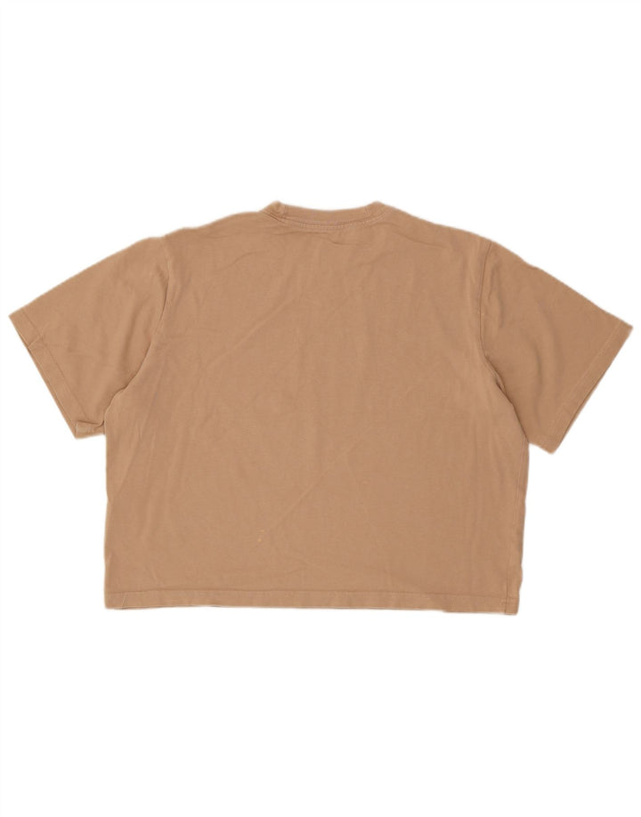 Camiseta Nike Feminina Crop Top UK 14 Médio Bege Algodão