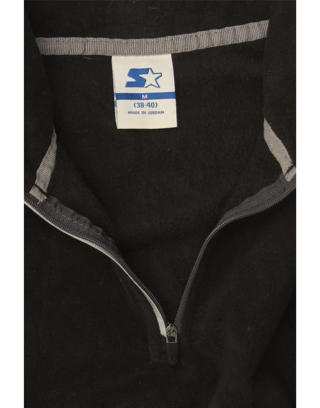 Jumper de lã masculino com zíper e gola STARTER Reino Unido 38/40 poliéster preto médio