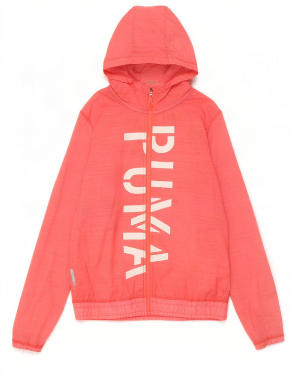 Puma Womens Graphic Hooded Tracksuit Top Jacket Reino Unido 16 Grande Rosa Nylon