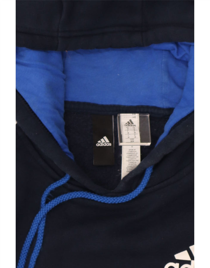 Adidas Mens Hoodie Jumper Médio Azul Marinho Algodão