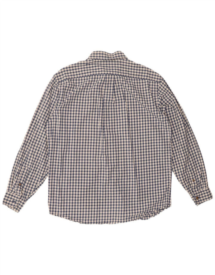 Camisa masculina de flanela Eddie Bauer algodão xadrez azul médio