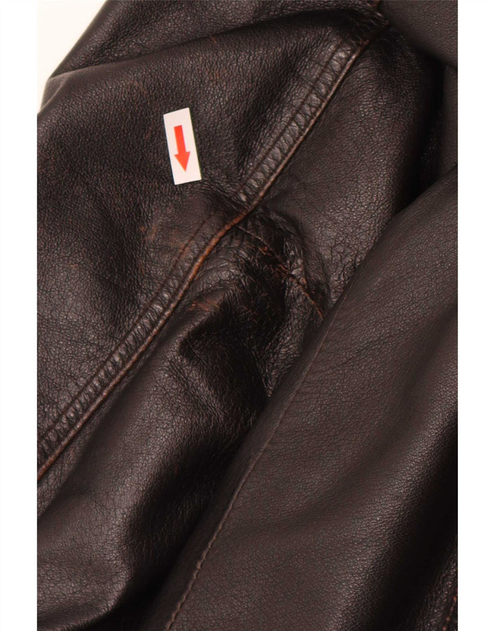 Jaqueta bomber de couro masculina vintage IT 52 XL marrom retrô