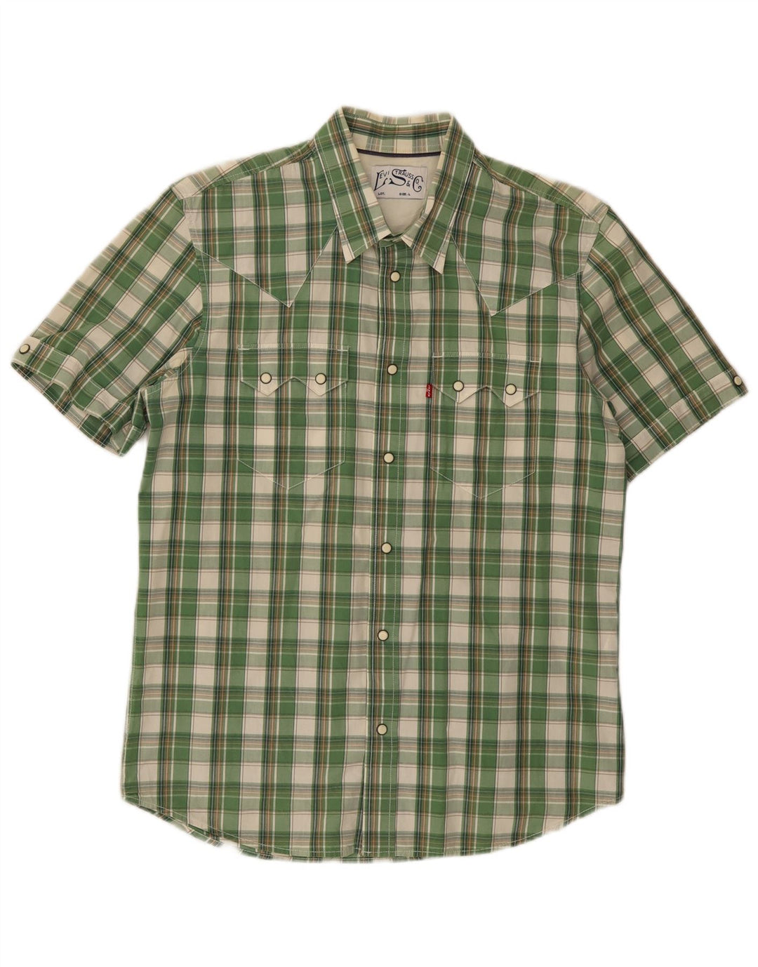 Camisa masculina gráfica de manga curta Levi's grande algodão xadrez verde