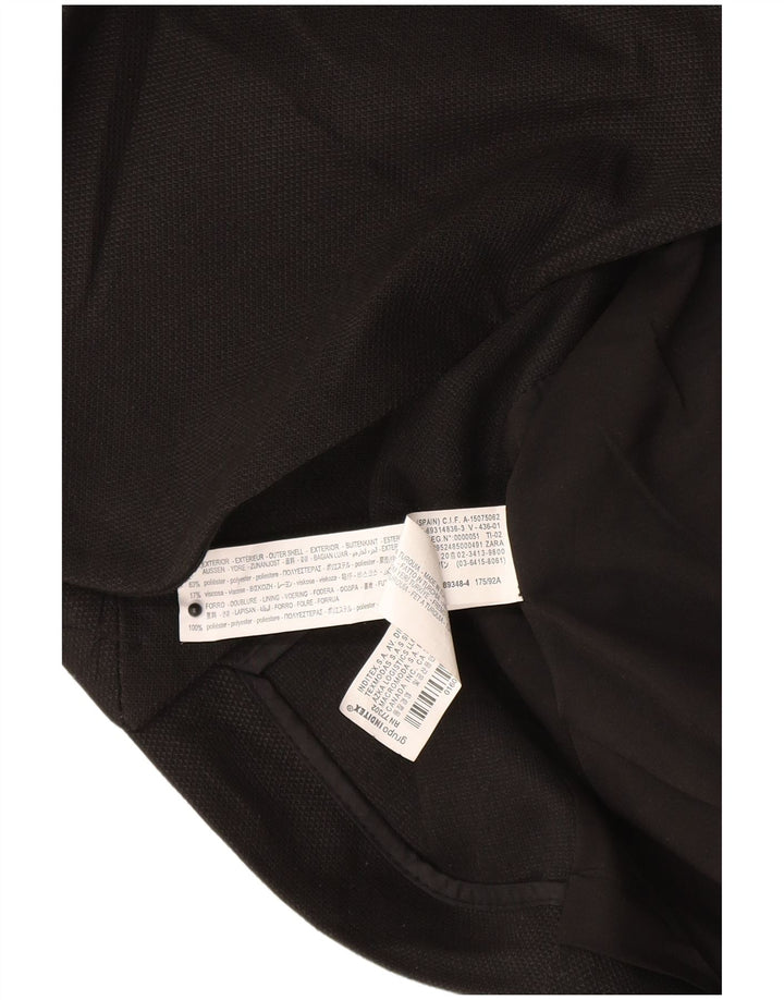 Jaqueta blazer feminina Zara com 2 botões Reino Unido 36 poliéster preto pequeno
