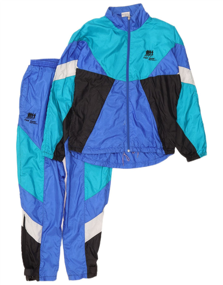 Fato de treino masculino Frank Shorter completo azul médio colorblock nylon