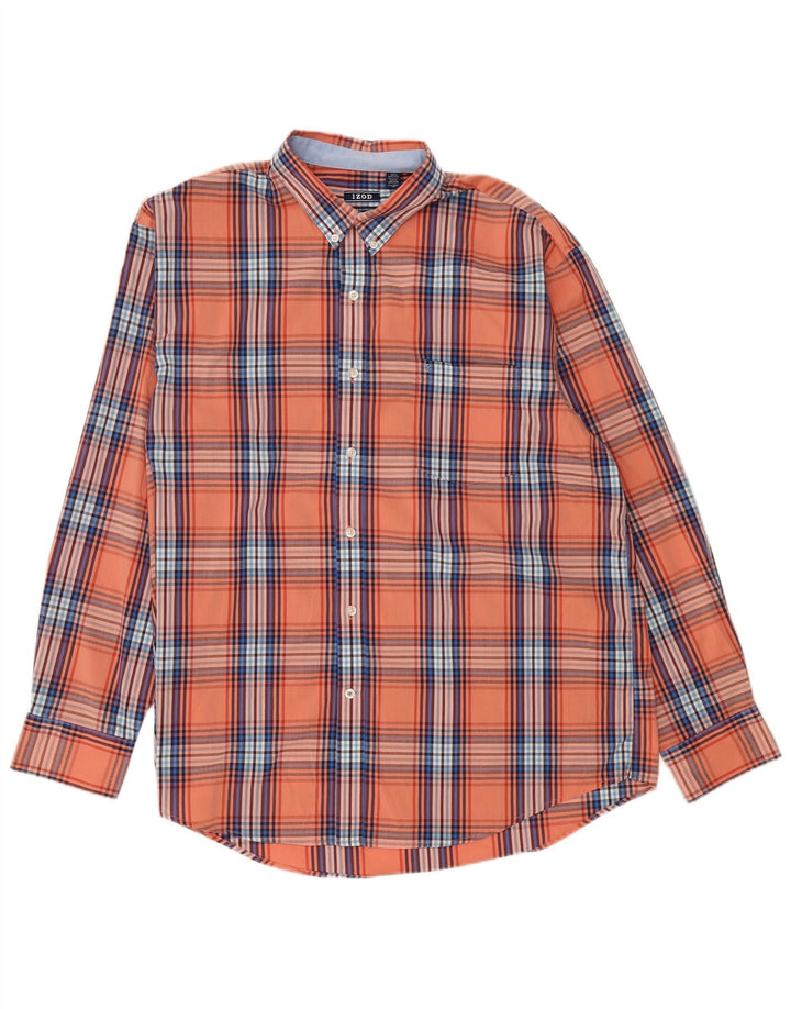 Camisa masculina Izod XL laranja xadrez algodão