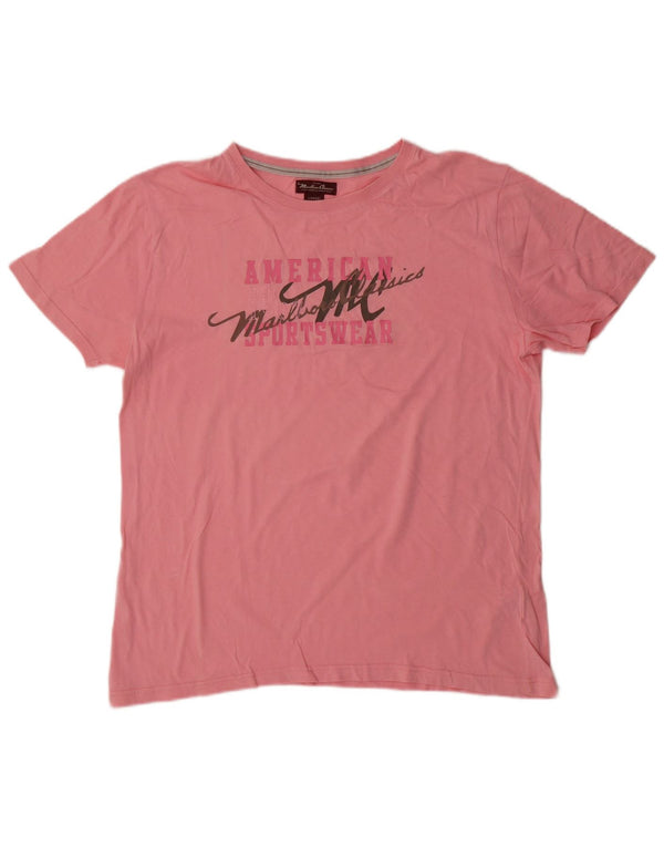 Camiseta feminina gráfica MARLBORO CLASSICS UK 16 grande algodão rosa