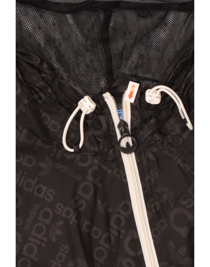 ADIDAS Mens Graphic Hooded Rain Jacket UK 38 Médio Preto Poliamida