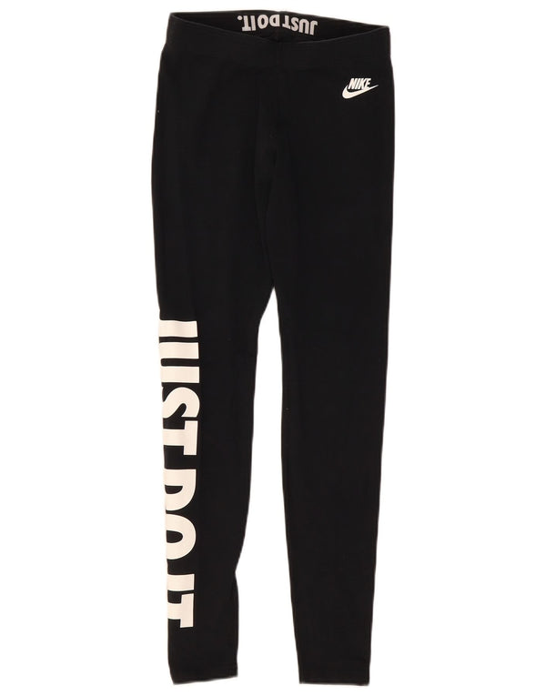 Leggings Nike Femininas Graphic UK 8 Pequenas Algodão Preto
