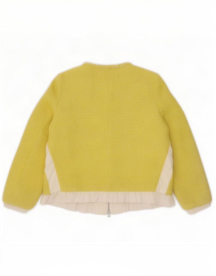 Jaqueta blazer feminina Zara com zíper completo Reino Unido 14 bloco colorido amarelo médio
