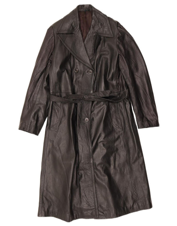 Casaco de couro feminino vintage UK 18 XL preto