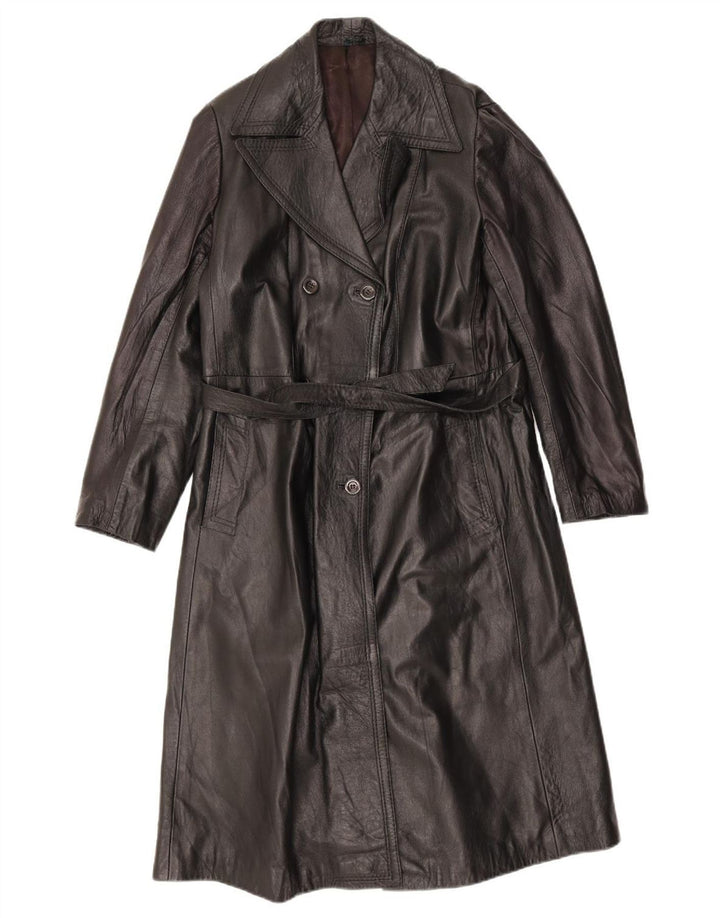 Casaco de couro feminino vintage UK 18 XL preto