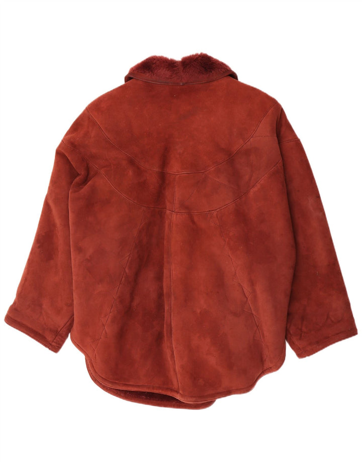 Jaqueta feminina vintage de shearling IT 42 Shearling médio Borgonha