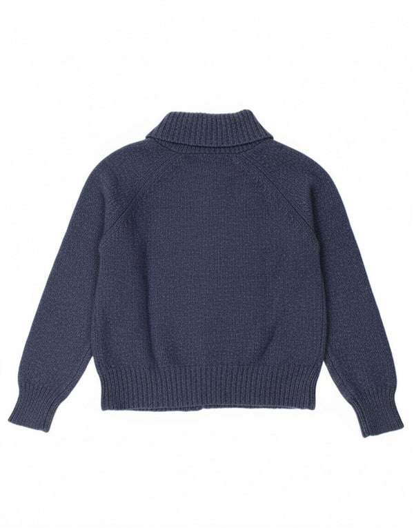 Suéter cardigã feminino EDDIE BAUER Reino Unido 14 grande lã azul marinho