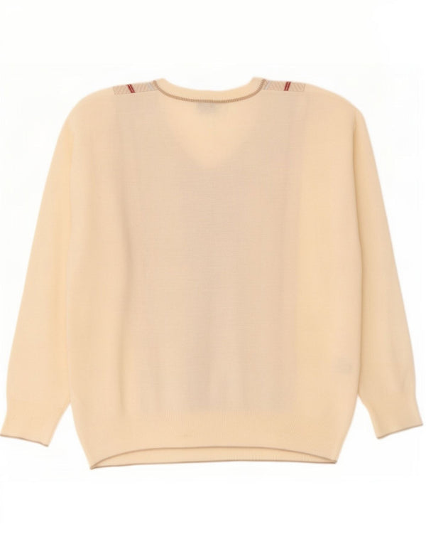 Suéter masculino Gabicci com decote em V XL bege colorblock lã