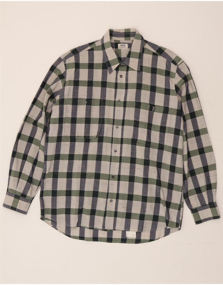 Maurizio Baldassari Camisa masculina tamanho 41 16 grande algodão xadrez multicolorido