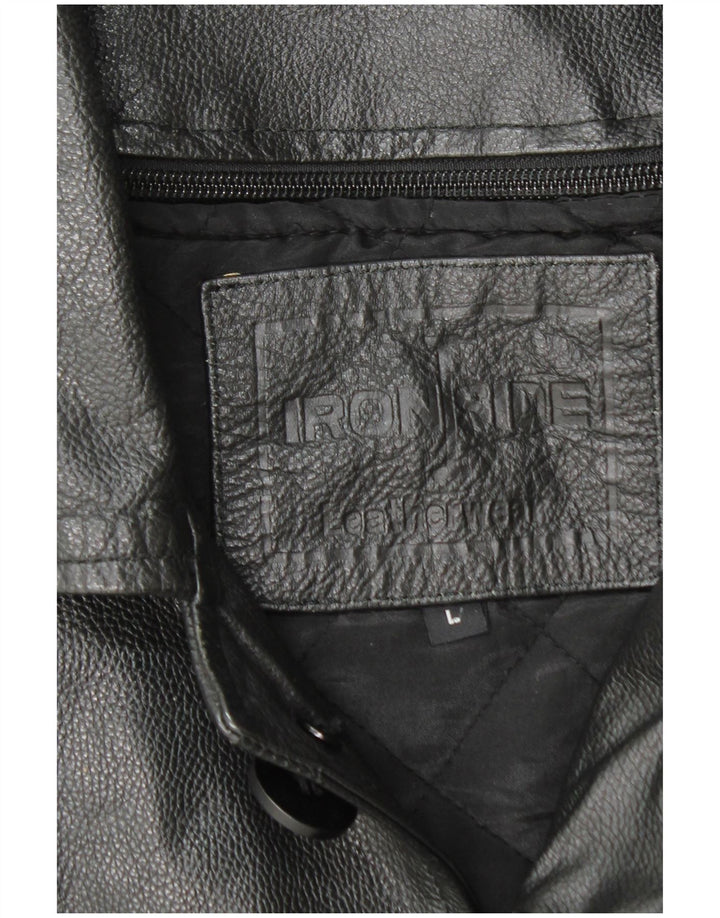 Jaqueta de couro masculina IRONSIDES UK 40 grande couro preto