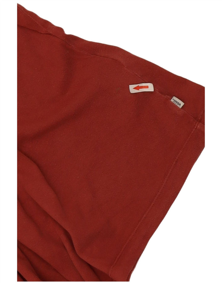 Vans Mens Graphic Top Manga Longa Grande Algodão Vermelho