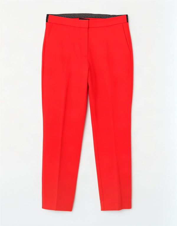 Zara Calça feminina slim cortada grande W30 L26 algodão colorblock vermelho