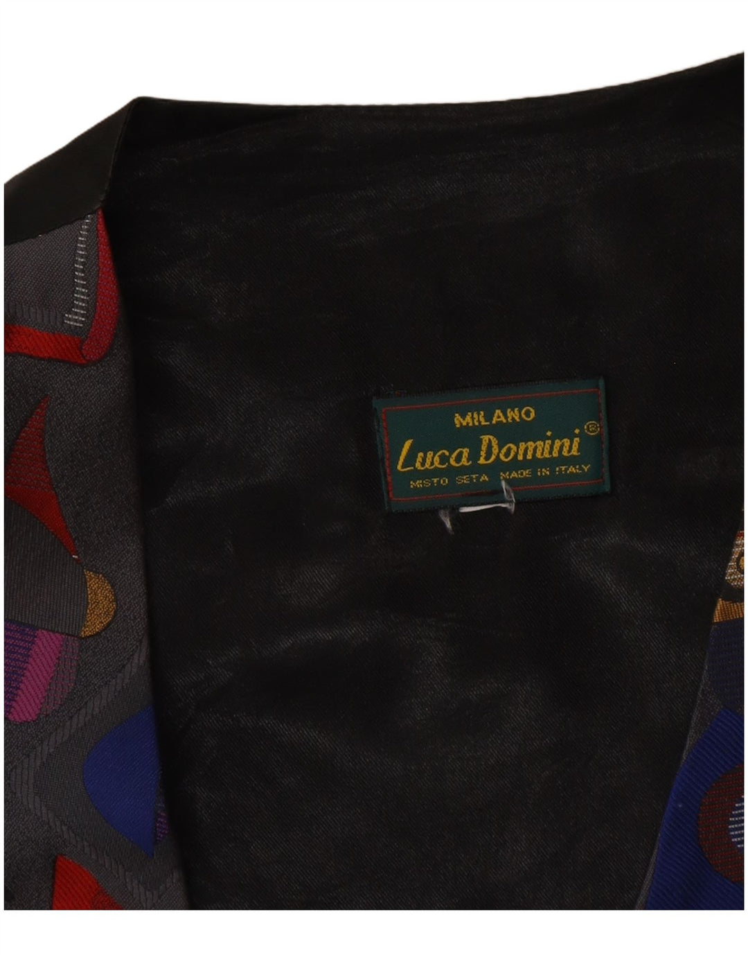 LUCA DOMINI Colete masculino com estampa abstrata grande seda multicolorida