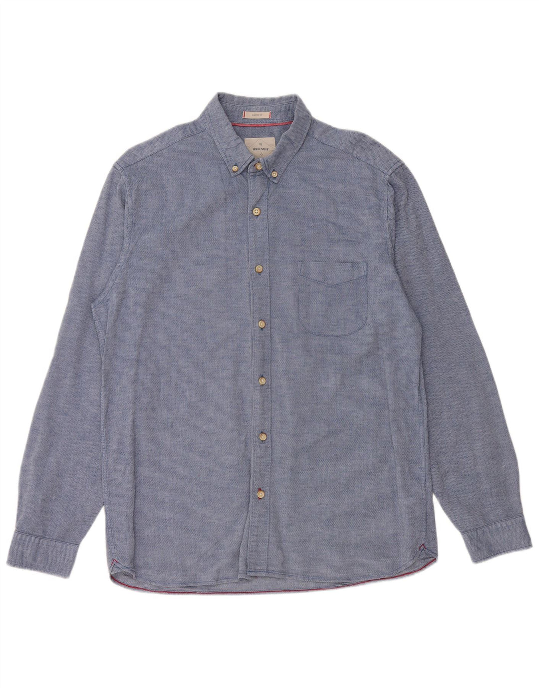 WHITE STUFF Camisa masculina de ajuste clássico de algodão azul médio