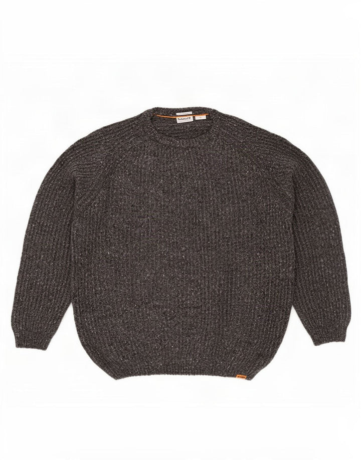 Suéter masculino Timberland com gola redonda, grande lã manchada cinza