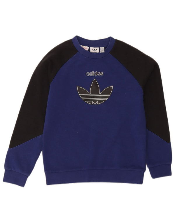 Adidas Meninos Moletom Gráfico Jumper 9-10 Anos Azul Marinho Colorblock