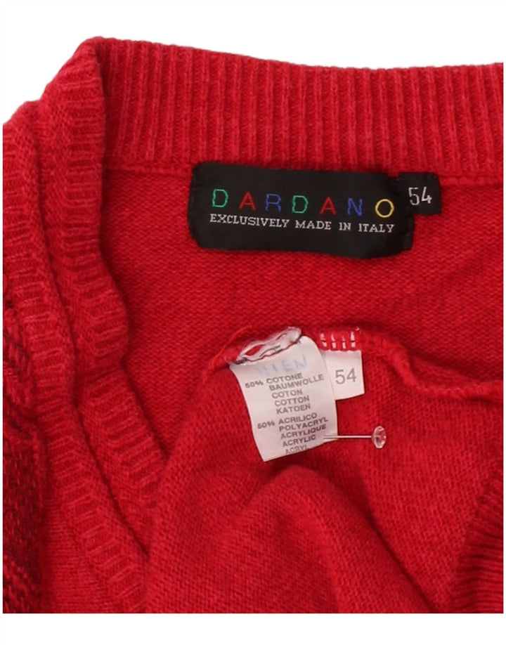 Suéter masculino DARDANO com decote em V IT 54 XL algodão listrado vermelho