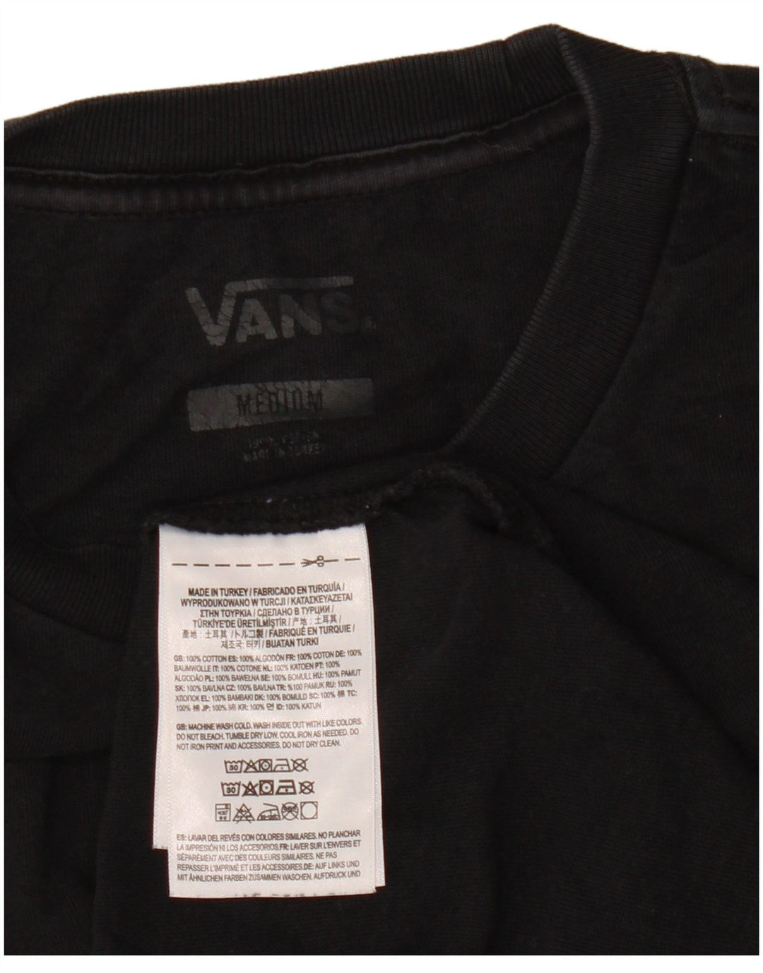 Camiseta masculina VANS Top médio algodão preto